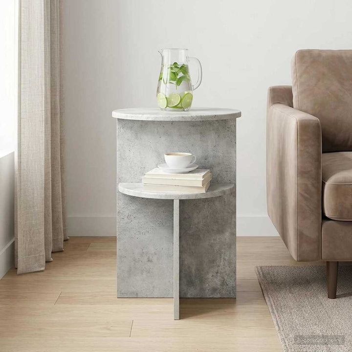Sidebord med opbevaring Betongrå Ø 39,5 x 55 cm Konstrueret træ