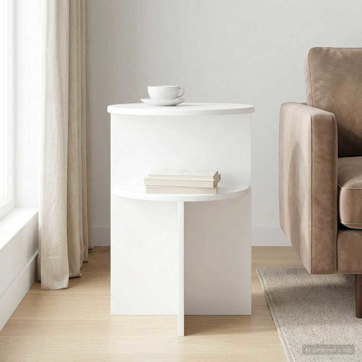 Sidebord Hvid højglans Ø 39,5 x 55 cm Konstrueret træ