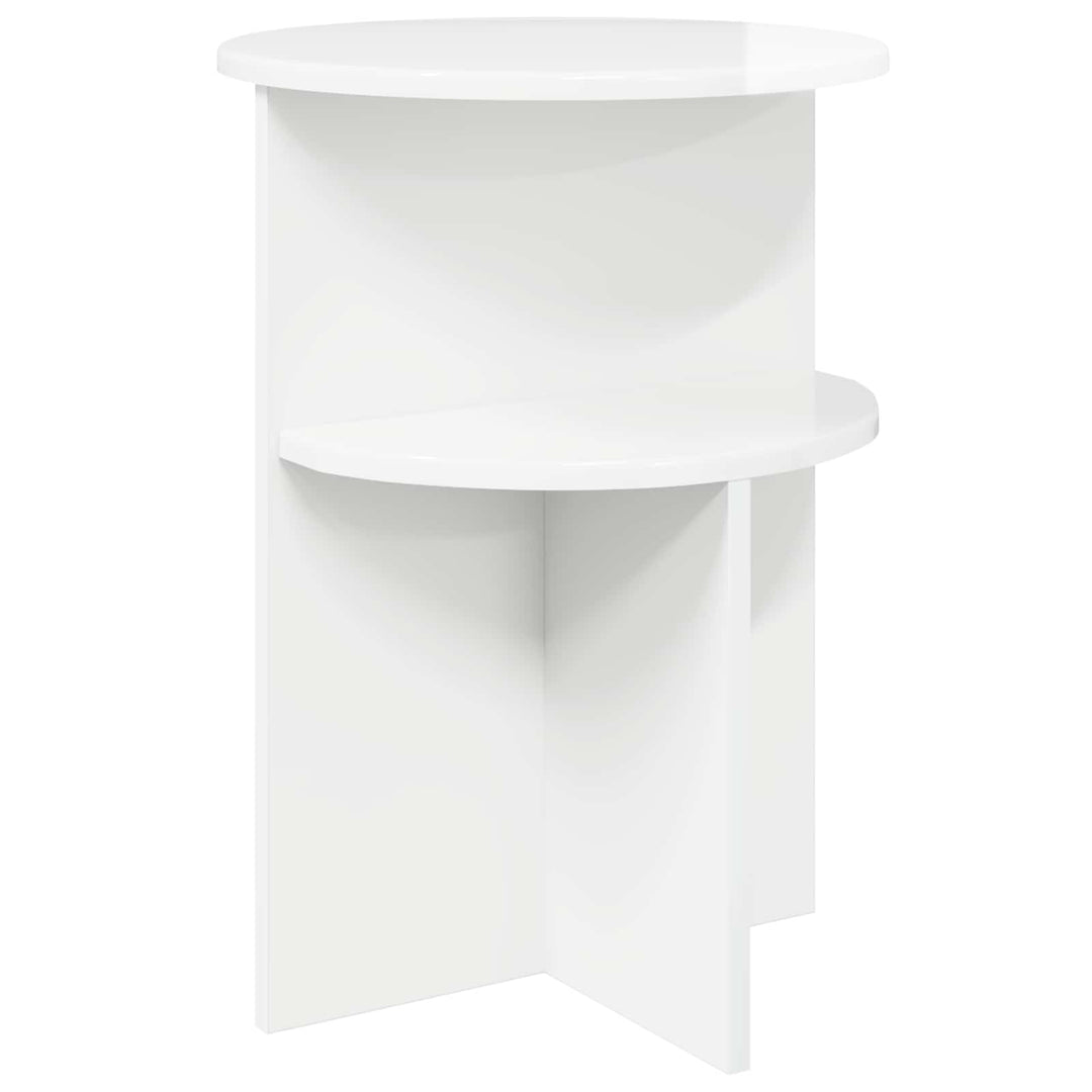 Sidebord Hvid højglans Ø 39,5 x 55 cm Konstrueret træ