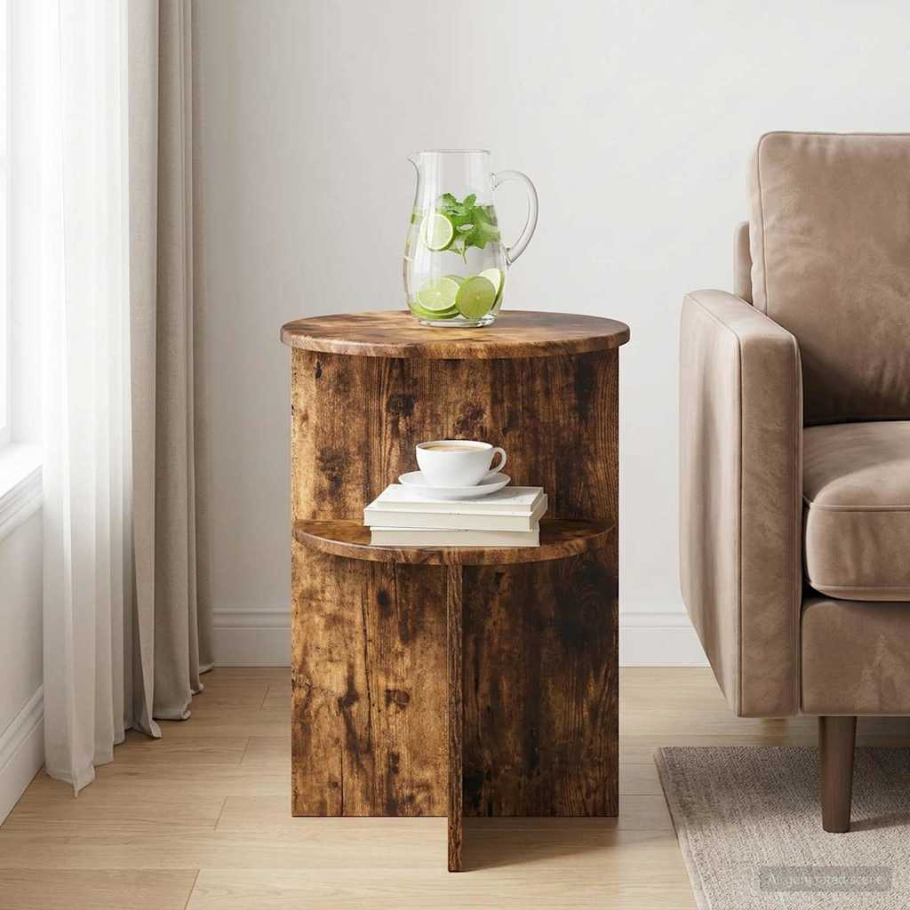 Sidebord med opbevaring Røget eg Ø 39,5 x 55 cm Konstrueret træ