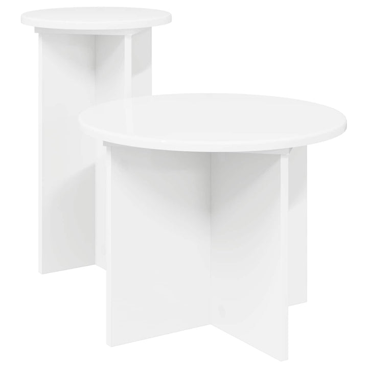 Sidebordssæt 2 stk. Hvid Ø 45 x 35 cm Konstrueret træ