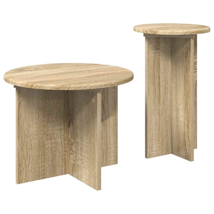 Sidebordssæt med opbevaring 2 pcs Sonoma-eg Konstrueret træ