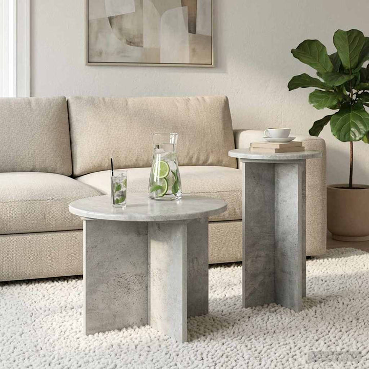 Sidebordssæt 2 stk. Betongrå Ø 45 x 35 cm Konstrueret træ