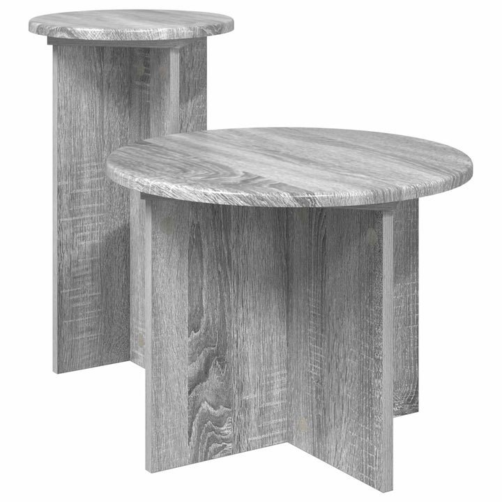 Sidebordssæt 2 stk. Grå sonoma-eg Ø 45 x 35 cm Konstrueret træ