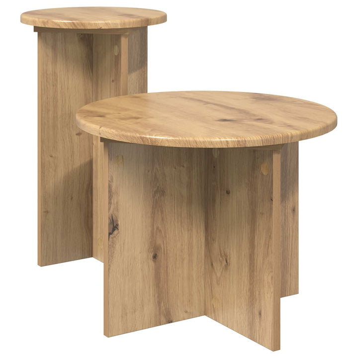 Sidebordssæt 2 stk. Artisan-eg Ø 45 x 35 cm Konstrueret træ