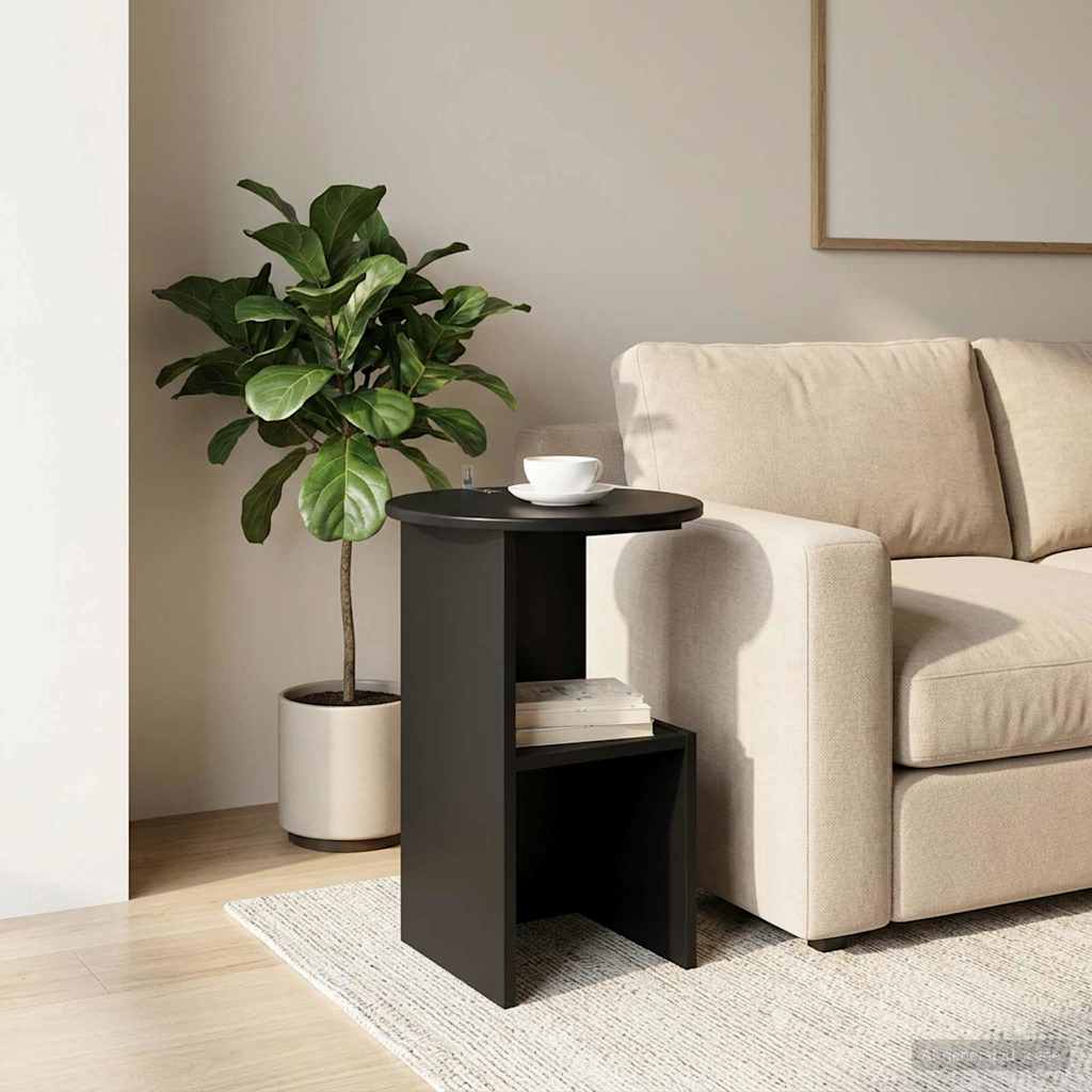 Sidebord Sort Ø 39,5 x 55 cm Konstrueret træ