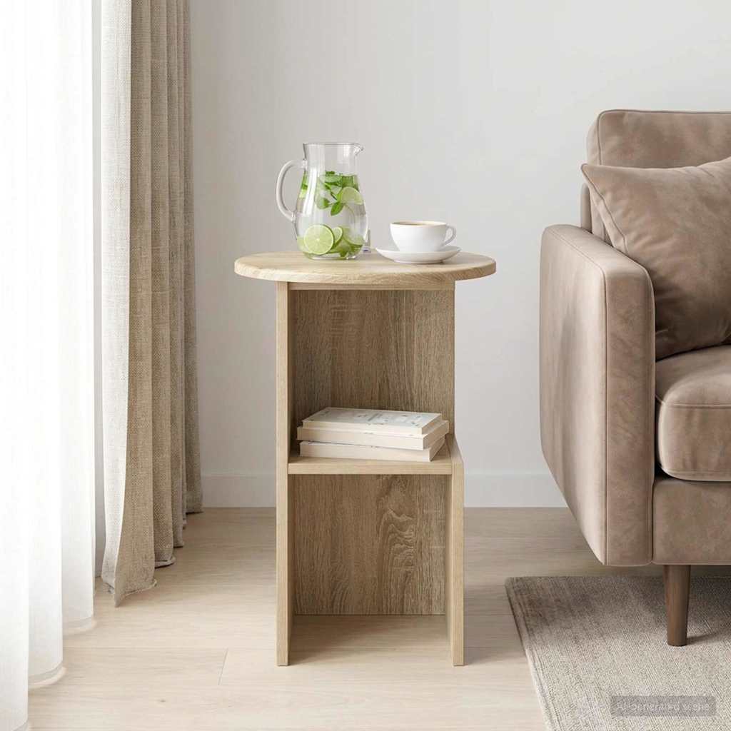 Sidebord Sonoma-eg Ø 39,5 x 55 cm Konstrueret træ