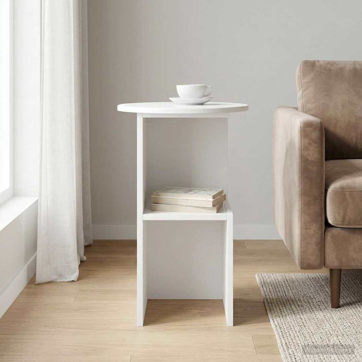 Sidebord Hvid højglans Ø 39,5 x 55 cm Konstrueret træ