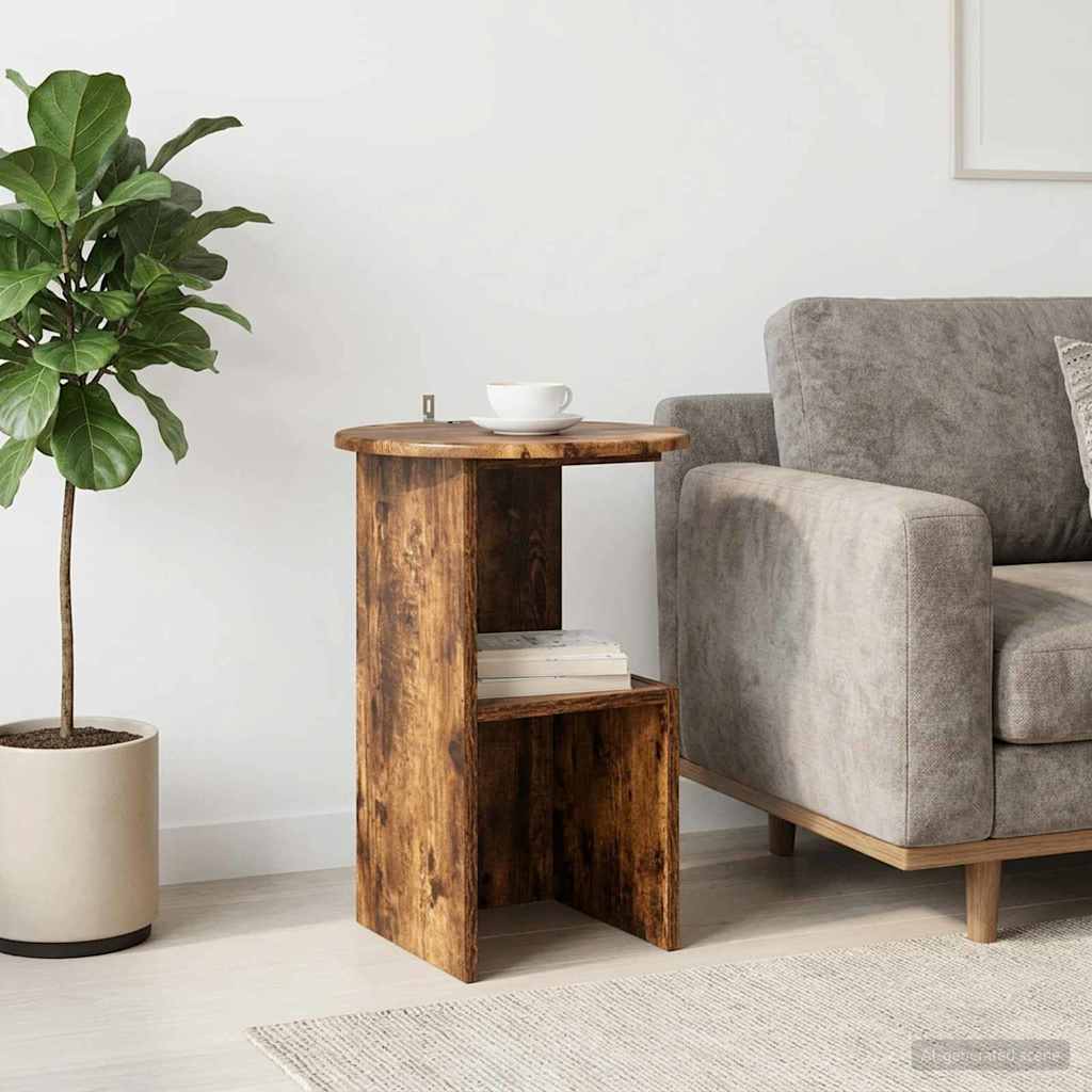 Sidebord Røget eg Ø 39,5 x 55 cm Konstrueret træ