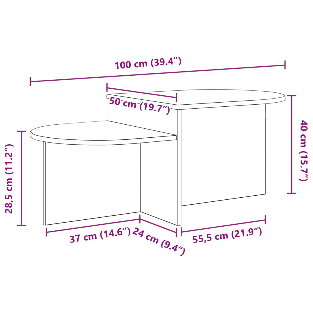 Sofabord Røget eg 100 x 50 x 40 cm Konstrueret træ