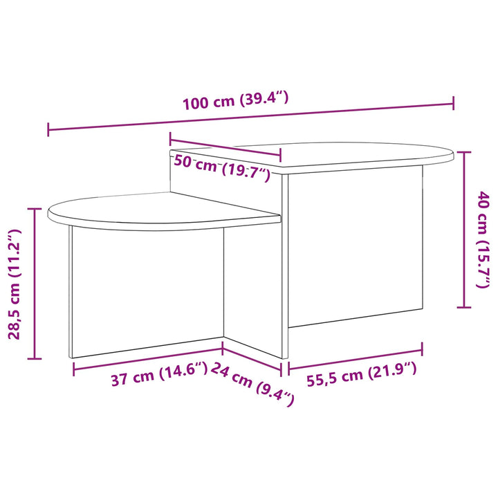 Sofabord Røget eg 100 x 50 x 40 cm Konstrueret træ