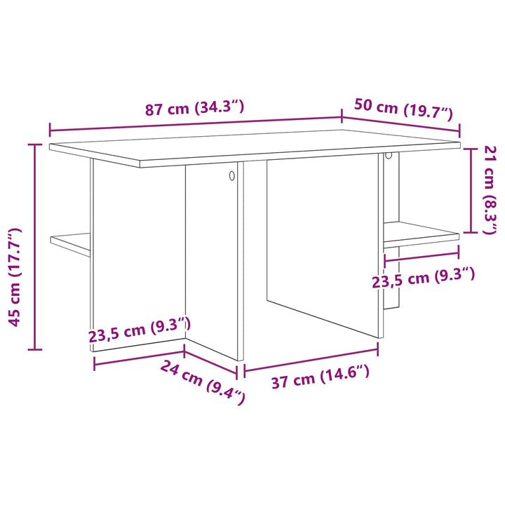 Sofabord Røget Eg 87 x 50 x 45 cm Konstrueret træ