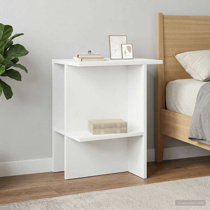 Sofabord 2 pcs Hvid 40 x 30 x 49 cm Konstrueret træ