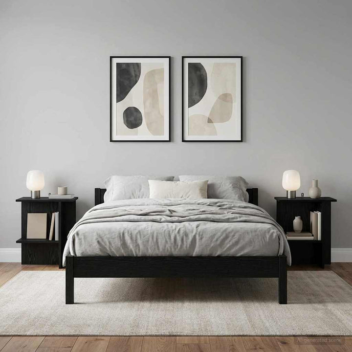 Sofabord 2 stk. Sort eg 40 x 30 x 49 cm Konstrueret træ