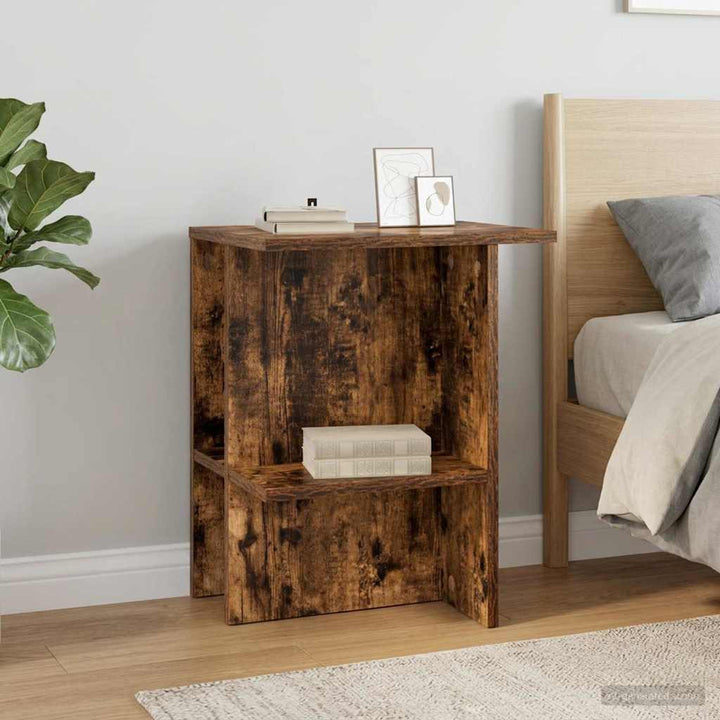 Sofabord 2 stk. Røget eg 40 x 30 x 49 cm Konstrueret træ