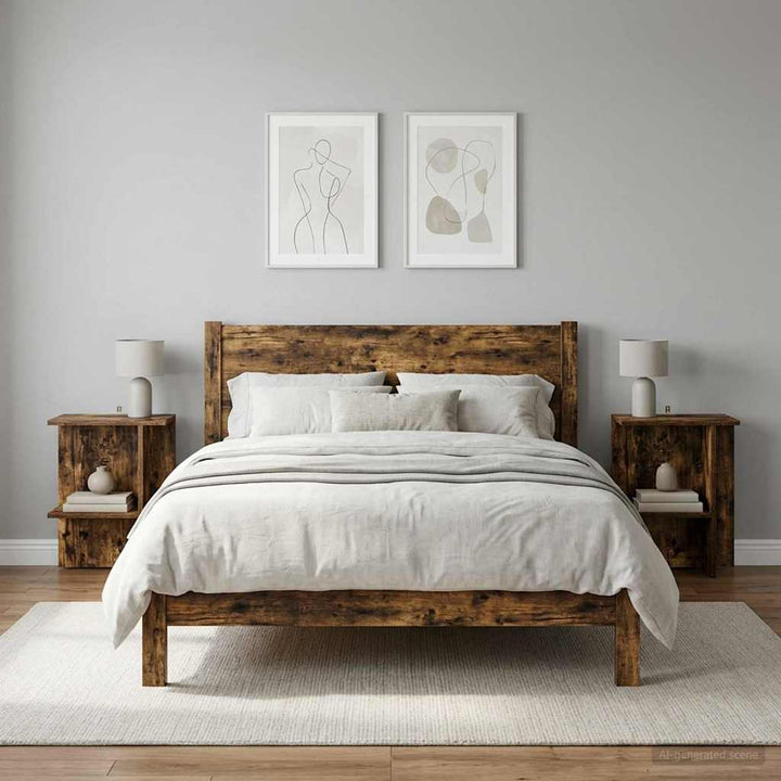 Sofabord 2 stk. Røget eg 40 x 30 x 49 cm Konstrueret træ