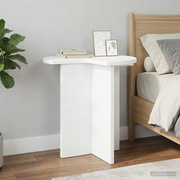 Sidebord med opbevaring 2 pcs Hvid Ø 39 x 38 cm Konstrueret træ