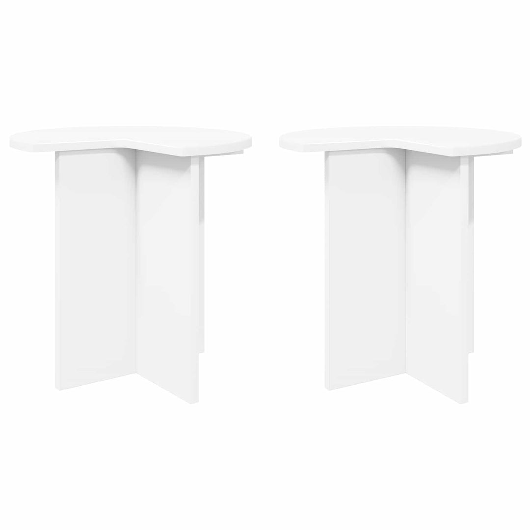 Sidebord med opbevaring 2 pcs Hvid Ø 39 x 38 cm Konstrueret træ