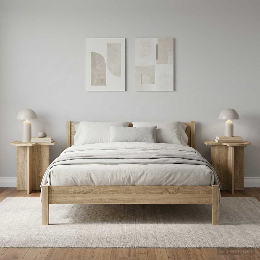 Sidebord 2 pcs Sonoma-eg Ø 39 x 38 cm Konstrueret træ