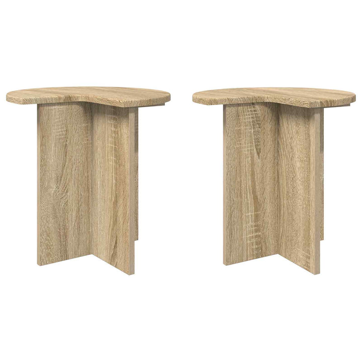 Sidebord 2 pcs Sonoma-eg Ø 39 x 38 cm Konstrueret træ