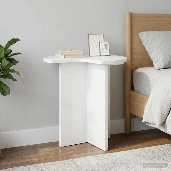 Sidebord 2 pcs Hvid højglans Ø 39 x 38 cm Konstrueret træ