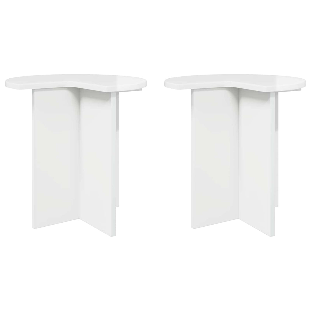 Sidebord 2 pcs Hvid højglans Ø 39 x 38 cm Konstrueret træ