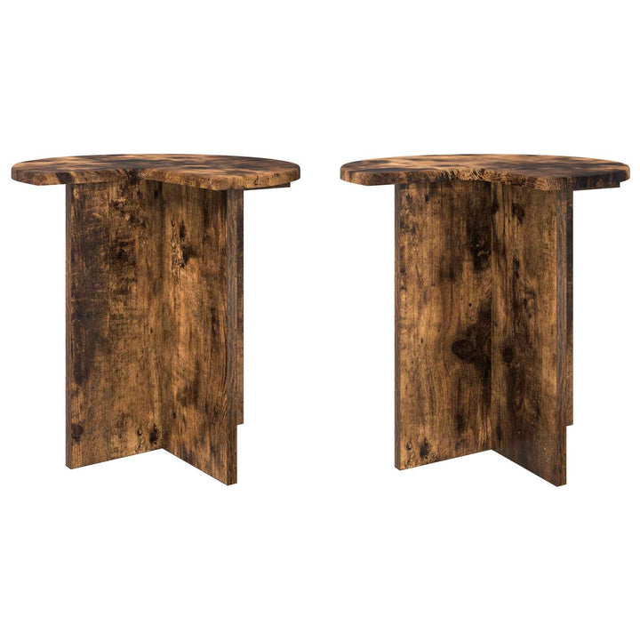 Sidebord 2 pcs Røget eg Ø 39 x 38 cm Konstrueret træ