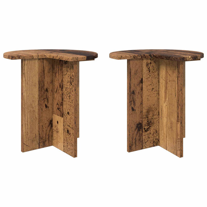 Sidebord 2 pcs Gammelt træ Ø 39 x 38 cm Konstrueret træ