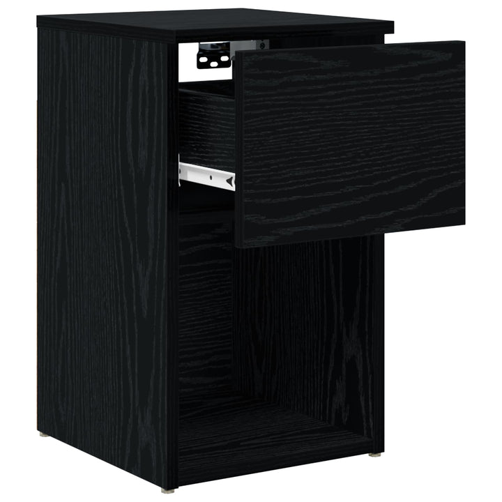 Sengeskab 2 pcs Sort eg 29 x 31,5 x 49 cm Konstrueret træ
