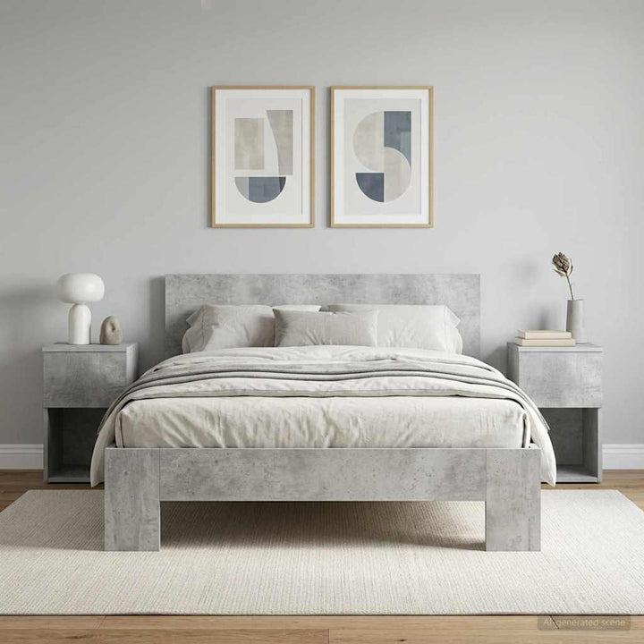 Sengeskab 2 pcs Betongrå 29 x 31,5 x 49 cm Konstrueret træ