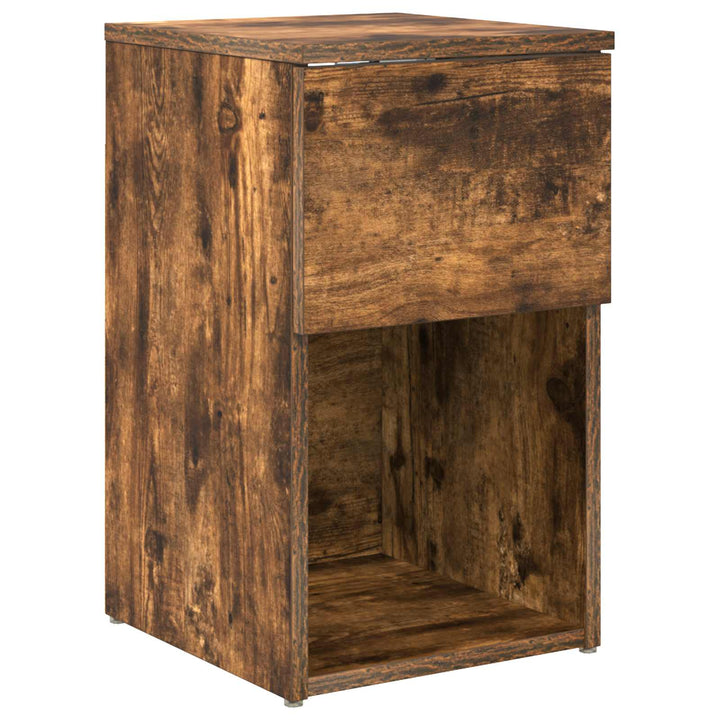Sengeskab 2 pcs Røget eg 29 x 31,5 x 49 cm Konstrueret træ