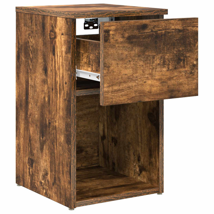 Sengeskab 2 pcs Røget eg 29 x 31,5 x 49 cm Konstrueret træ