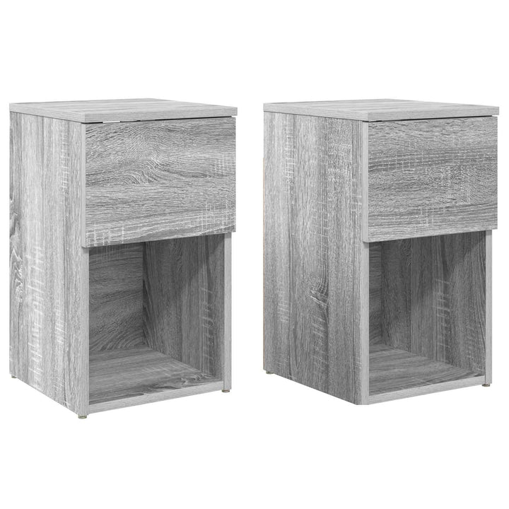 Sengeskab 2 pcs Grå sonoma-eg 29 x 31,5 x 49 cm Konstrueret træ