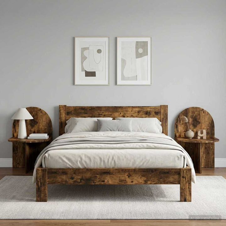 Sengebord 2 pcs Røget eg 48 x 49 x 65 cm Konstrueret træ