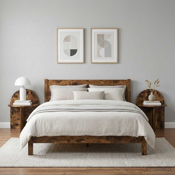Sengebord 2 pcs Røget eg 40 x 35,5 x 45,5 cm Konstrueret træ