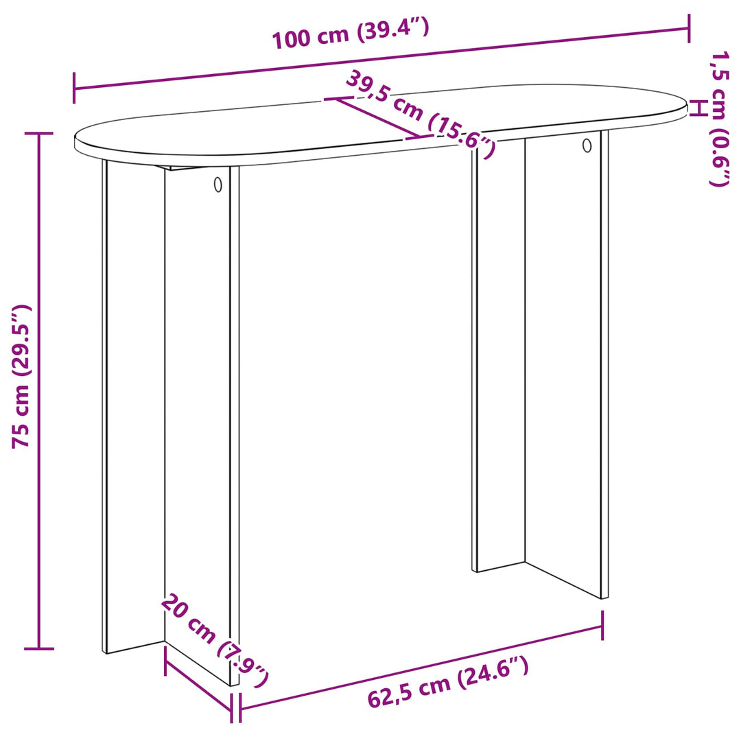 Konsolbord Betongrå 100 x 39,5 x 75 cm Konstrueret træ