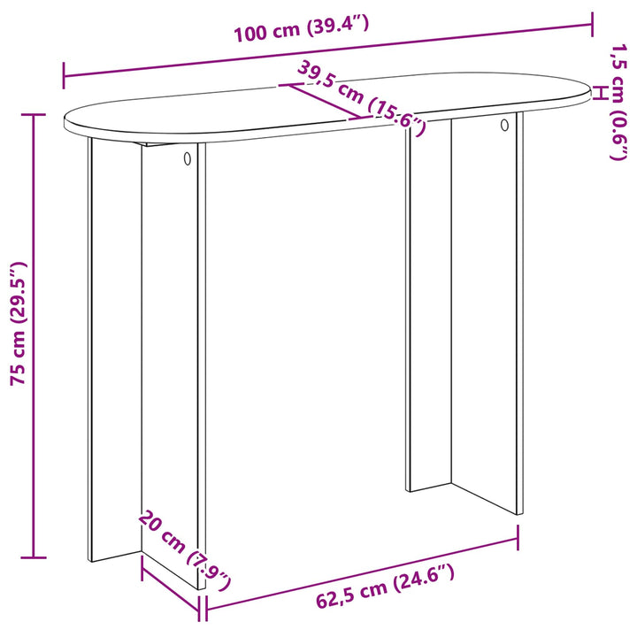 Konsolbord Betongrå 100 x 39,5 x 75 cm Konstrueret træ