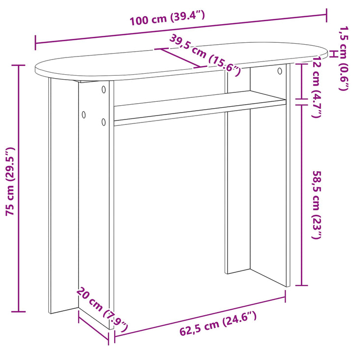 Konsolbord Gammelt træ 100 x 39,5 x 75 cm Konstrueret træ