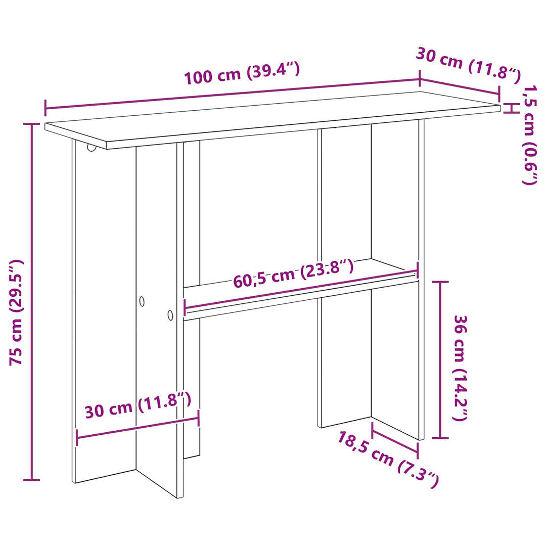 Konsolbord Betongrå 100 x 30 x 75 cm Konstrueret træ