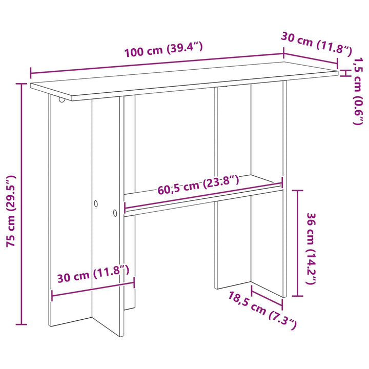 Konsolbord Betongrå 100 x 30 x 75 cm Konstrueret træ