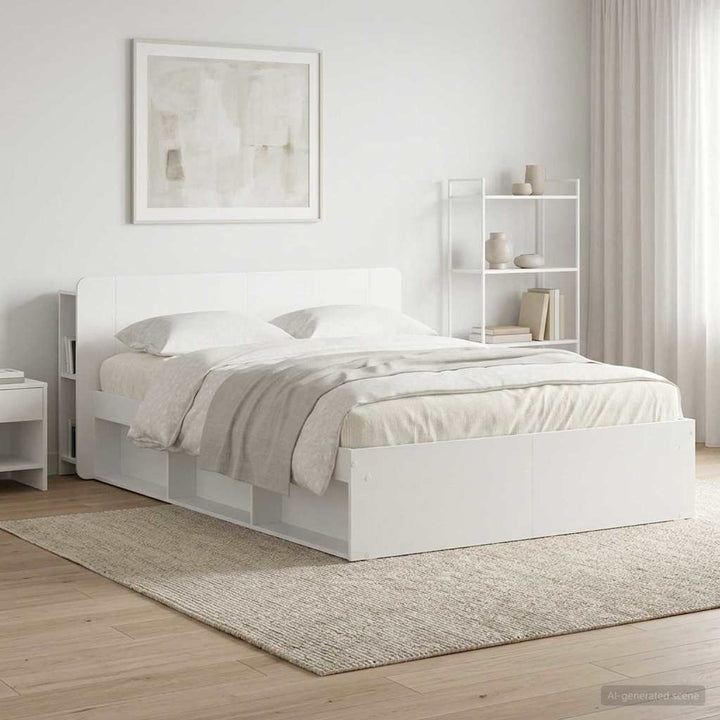 Hovedgærde Skab med opbevaring Hvid højglans Konstrueret træ