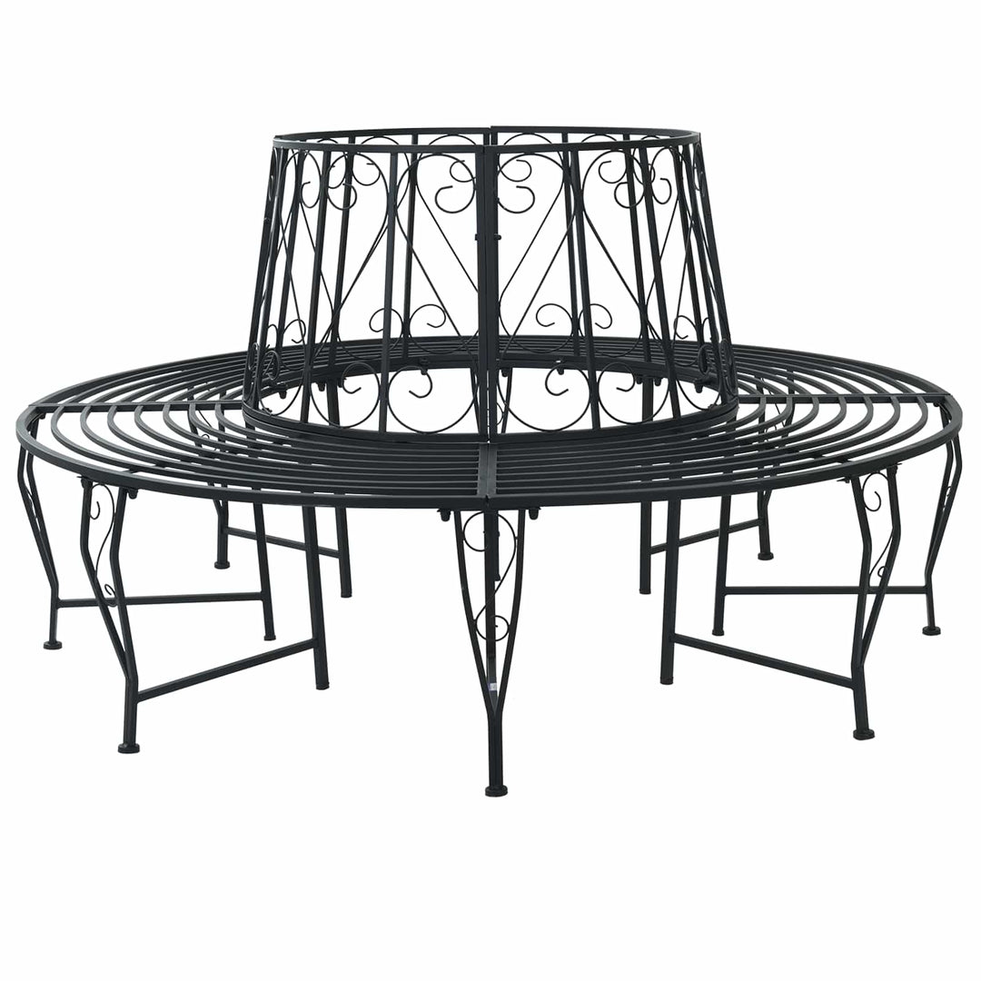 Træ Bænk Ø 160 x 89 cm Stål Sort Rund