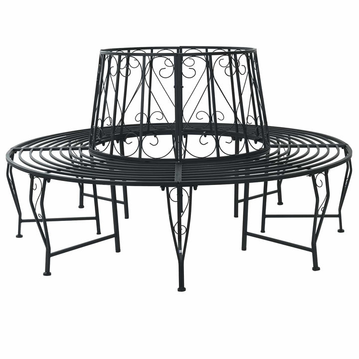 Træ Bænk Ø 160 x 89 cm Stål Sort Rund