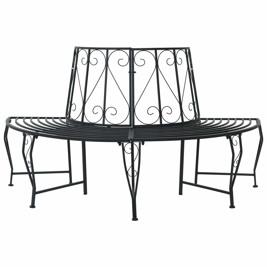 Træ Bænk 4-Antal sæder 160 x 80 x 89 cm Stål Sort halvrund