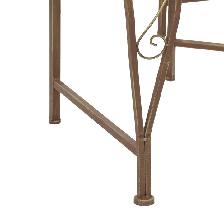 Træ Bænk 8-Antal sæder Ø 160 x 89 cm Stål Antik Brun Rund