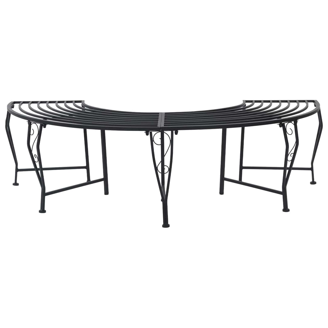 Træ Bænk 4-Antal sæder 160 x 80 x 44 cm Stål Sort halvrund