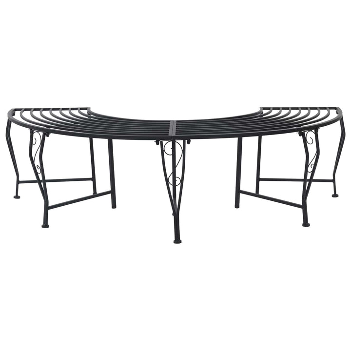 Træ Bænk 4-Antal sæder 160 x 80 x 44 cm Stål Sort halvrund
