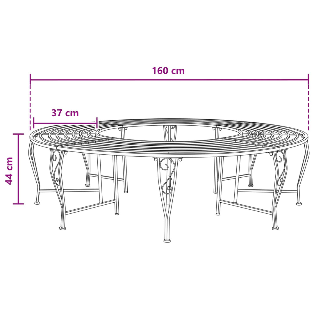 Træ Bænk 8-Antal sæder Ø 160 x 44 cm Stål Antik hvid Rund