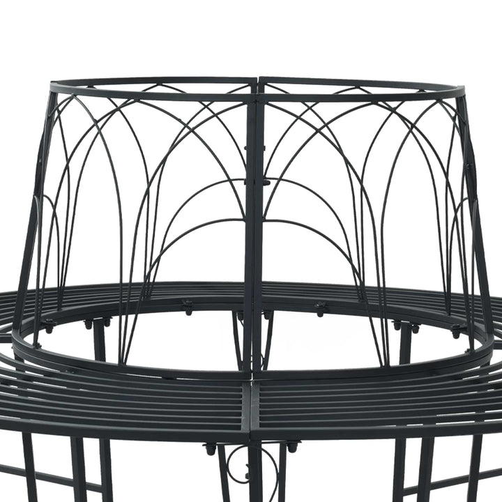 Træ Bænk 8-Antal sæder Ø 160 x 89 cm Stål Sort Rund