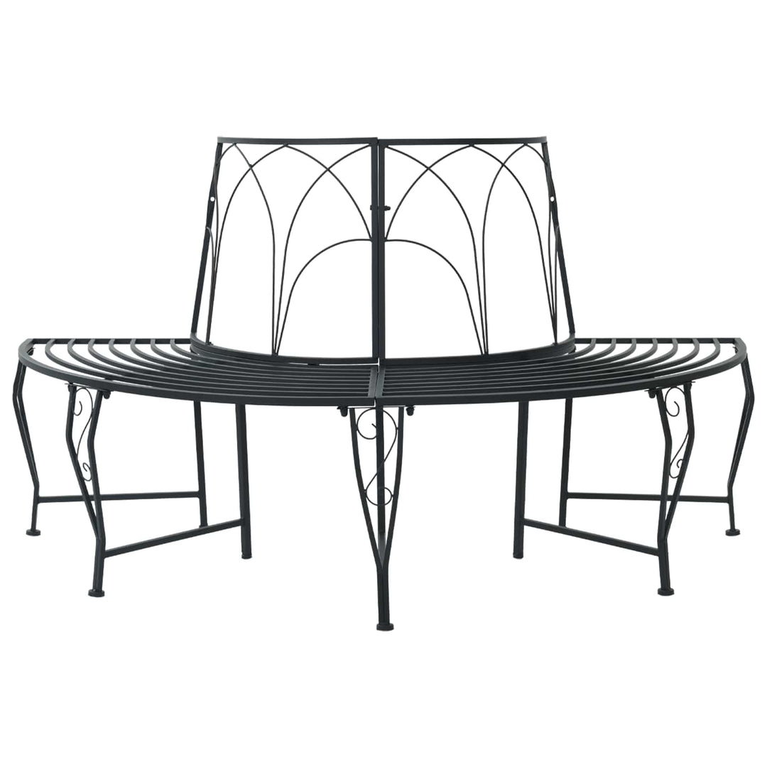 Træ Bænk 4-Antal sæder 160 x 80 x 89 cm Stål Sort halvrund